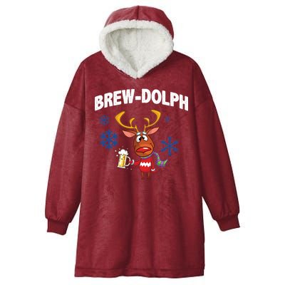 Brew-Dolph Christmas Reindeer Hooded Wearable Blanket