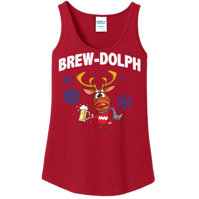 Brew-Dolph Christmas Reindeer Ladies Essential Tank