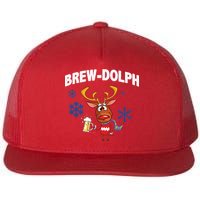 Brew-Dolph Christmas Reindeer Flat Bill Trucker Hat