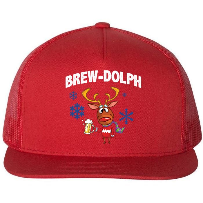 Brew-Dolph Christmas Reindeer Flat Bill Trucker Hat