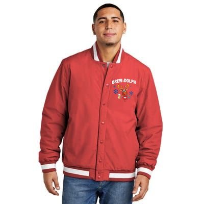 Brew-Dolph Christmas Reindeer Insulated Varsity Jacket