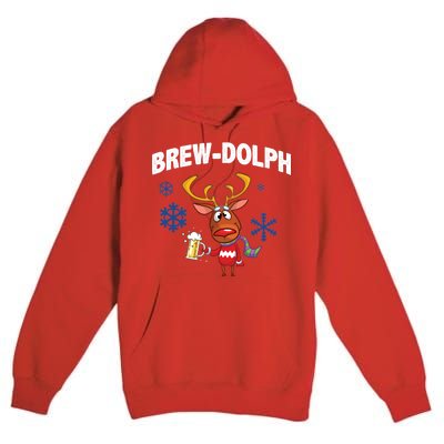 Brew-Dolph Christmas Reindeer Premium Pullover Hoodie