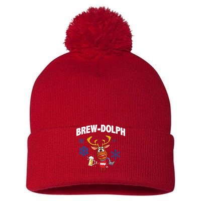 Brew-Dolph Christmas Reindeer Pom Pom 12in Knit Beanie