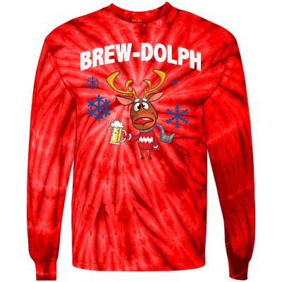 Brew-Dolph Christmas Reindeer Tie-Dye Long Sleeve Shirt