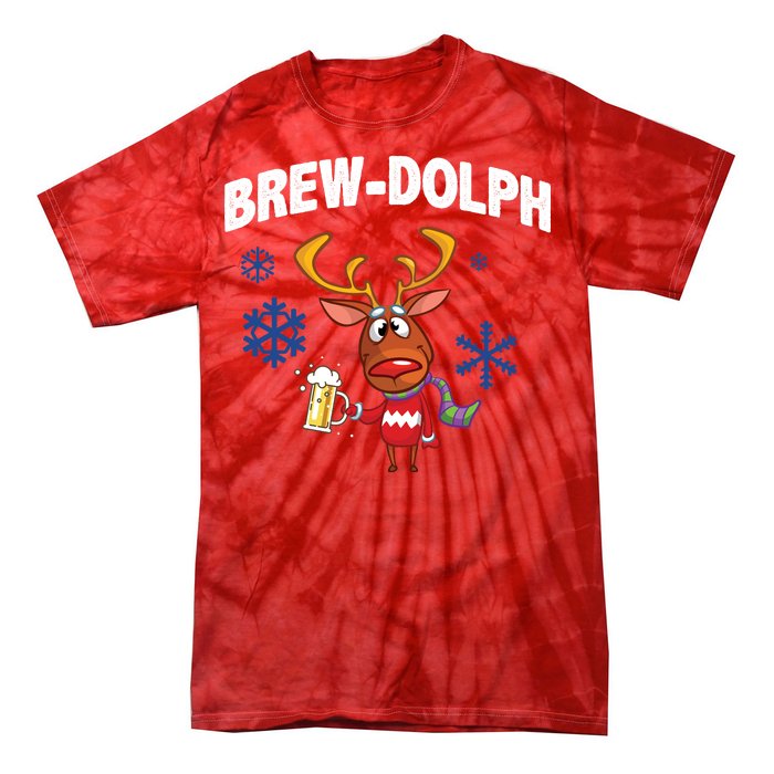 Brew-Dolph Christmas Reindeer Tie-Dye T-Shirt