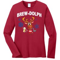 Brew-Dolph Christmas Reindeer Ladies Long Sleeve Shirt