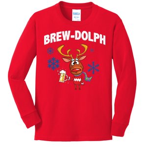 Brew-Dolph Christmas Reindeer Kids Long Sleeve Shirt