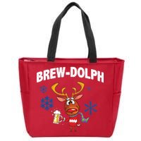 Brew-Dolph Christmas Reindeer Zip Tote Bag