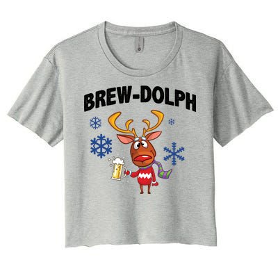 Brew-Dolph Christmas Reindeer Women's Crop Top Tee