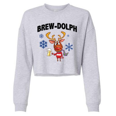 Brew-Dolph Christmas Reindeer Cropped Pullover Crew