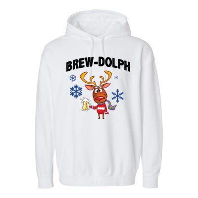 Brew-Dolph Christmas Reindeer Garment-Dyed Fleece Hoodie