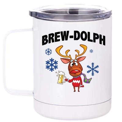 Brew-Dolph Christmas Reindeer 12 oz Stainless Steel Tumbler Cup