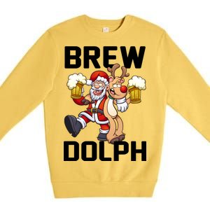 Brew Dolph Red Nose Reindeer Premium Crewneck Sweatshirt