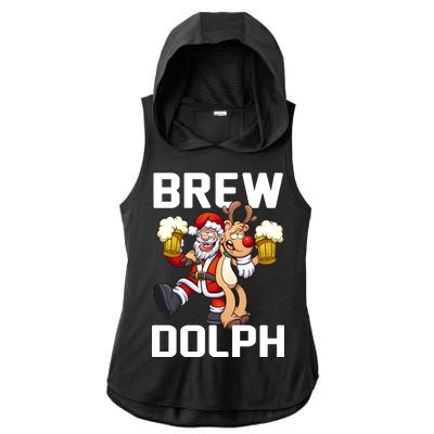 Brew Dolph Red Nose Reindeer Ladies PosiCharge Tri-Blend Wicking Draft Hoodie Tank