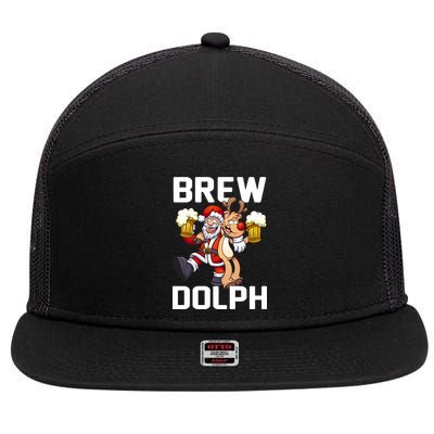 Brew Dolph Red Nose Reindeer 7 Panel Mesh Trucker Snapback Hat