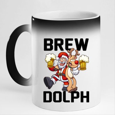 Brew Dolph Red Nose Reindeer 11oz Black Color Changing Mug