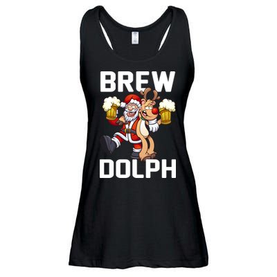 Brew Dolph Red Nose Reindeer Ladies Essential Flowy Tank