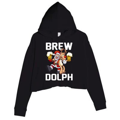 Brew Dolph Red Nose Reindeer Crop Fleece Hoodie