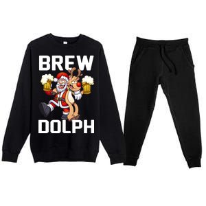 Brew Dolph Red Nose Reindeer Premium Crewneck Sweatsuit Set