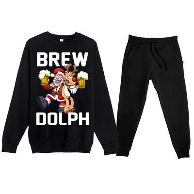 Brew Dolph Red Nose Reindeer Premium Crewneck Sweatsuit Set