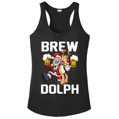 Brew Dolph Red Nose Reindeer Ladies PosiCharge Competitor Racerback Tank