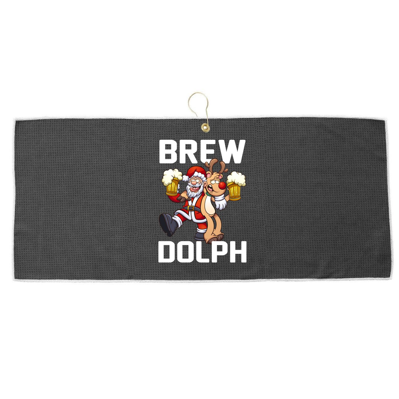 Brew Dolph Red Nose Reindeer Large Microfiber Waffle Golf Towel