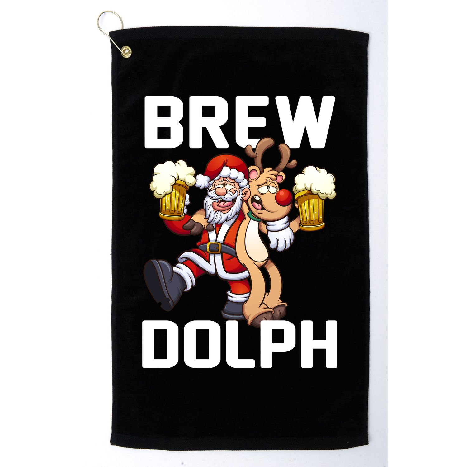 Brew Dolph Red Nose Reindeer Golf Towel