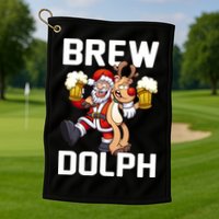 Brew Dolph Red Nose Reindeer Golf Towel