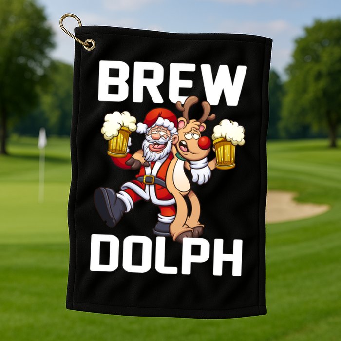 Brew Dolph Red Nose Reindeer Golf Towel