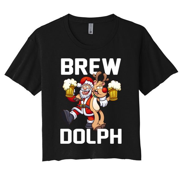 Brew Dolph Red Nose Reindeer Crop Top