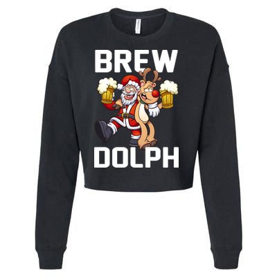 Brew Dolph Red Nose Reindeer Cropped Pullover Crew