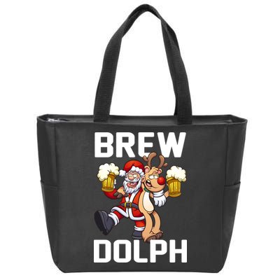 Brew Dolph Red Nose Reindeer Zip Tote Bag