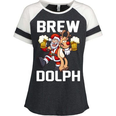 Brew Dolph Red Nose Reindeer Enza Ladies Jersey Colorblock Tee