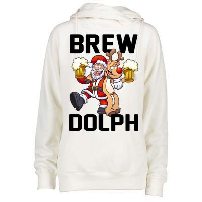 Brew Dolph Red Nose Reindeer Womens Funnel Neck Pullover Hood