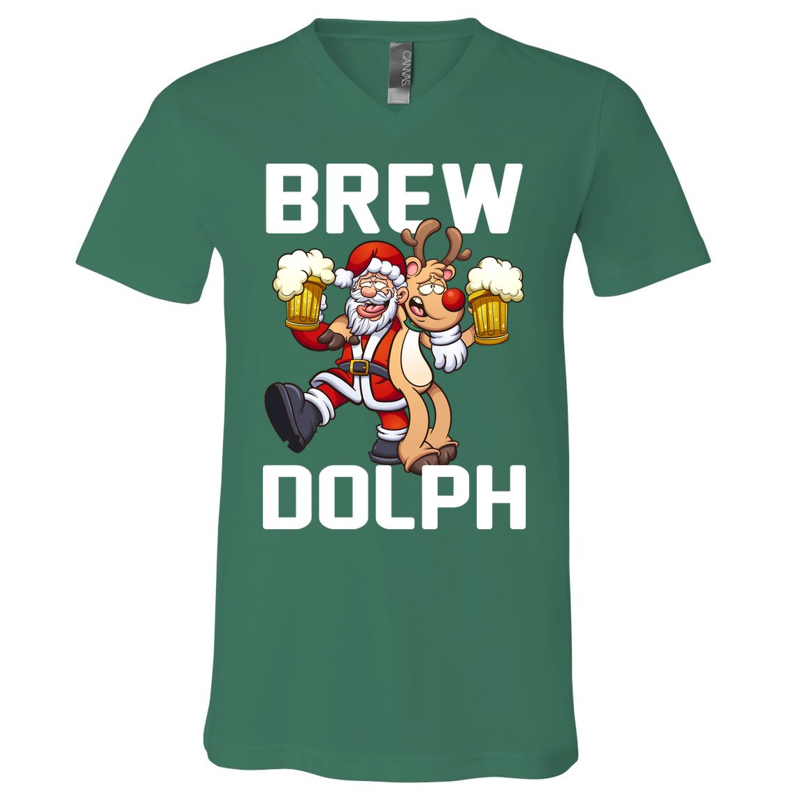 Brew Dolph Red Nose Reindeer V-Neck T-Shirt