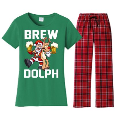 Brew Dolph Red Nose Reindeer Women's Flannel Pajama Set