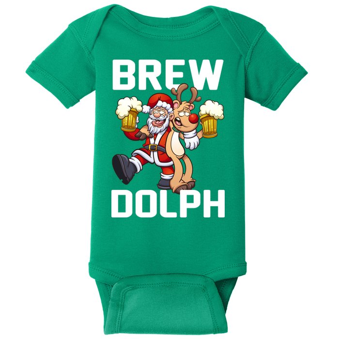 Brew Dolph Red Nose Reindeer Baby Bodysuit