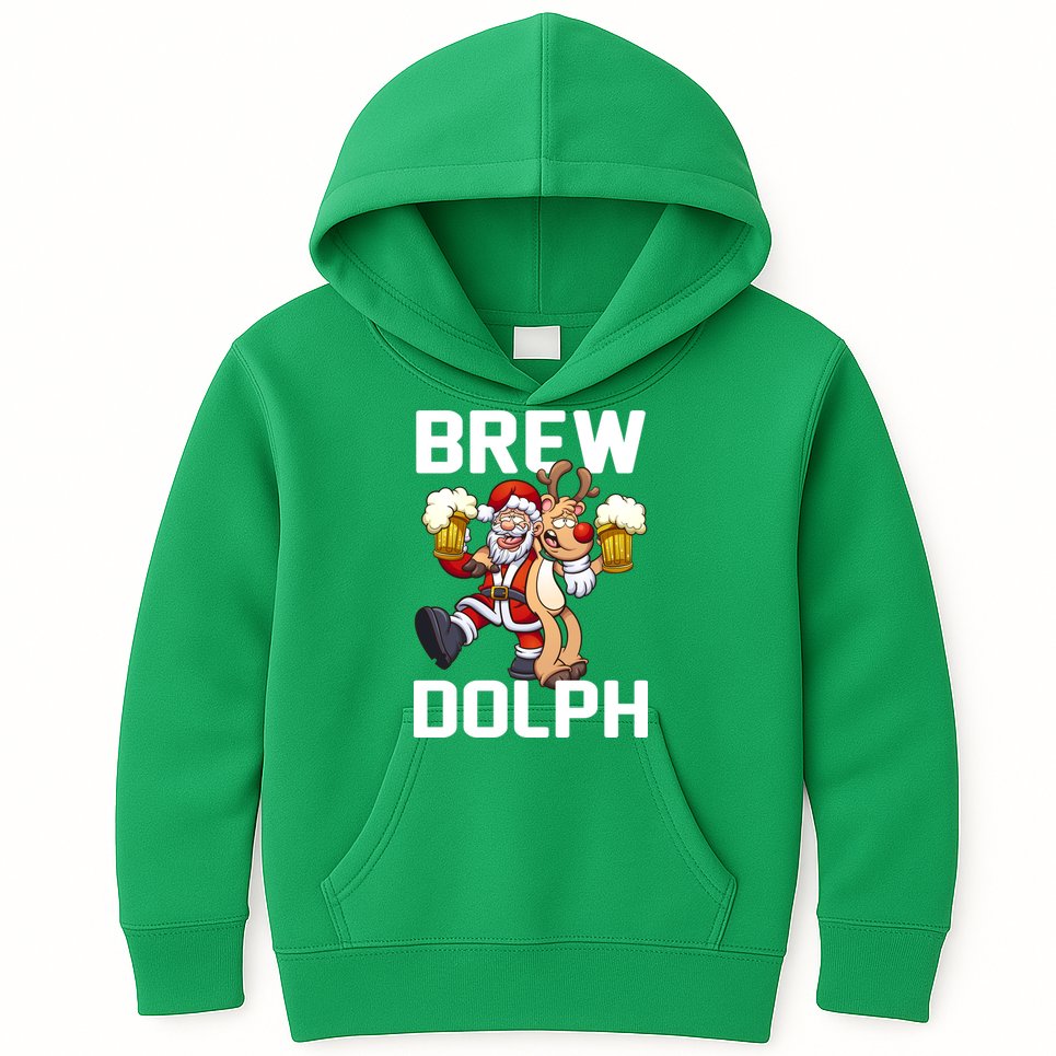 Brew Dolph Red Nose Reindeer Kids Hoodie