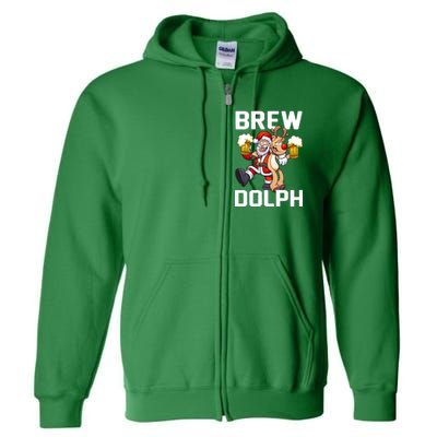 Brew Dolph Red Nose Reindeer Full Zip Hoodie