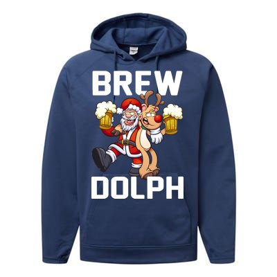 Brew Dolph Red Nose Reindeer Performance Fleece Hoodie