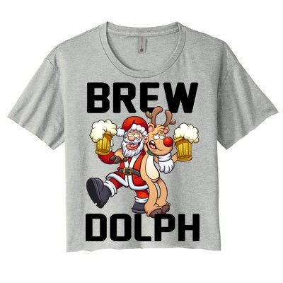 Brew Dolph Red Nose Reindeer Women's Crop Top Tee