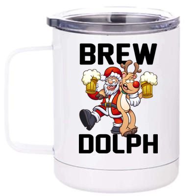 Brew Dolph Red Nose Reindeer 12 oz Stainless Steel Tumbler Cup