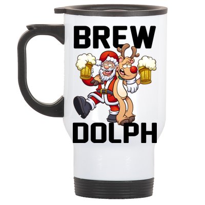 Brew Dolph Red Nose Reindeer Stainless Steel Travel Mug