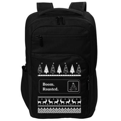 Boom Roasted Funny Office Party Ugly Christmas Gift Impact Tech Backpack