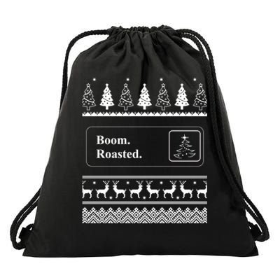 Boom Roasted Funny Office Party Ugly Christmas Gift Drawstring Bag