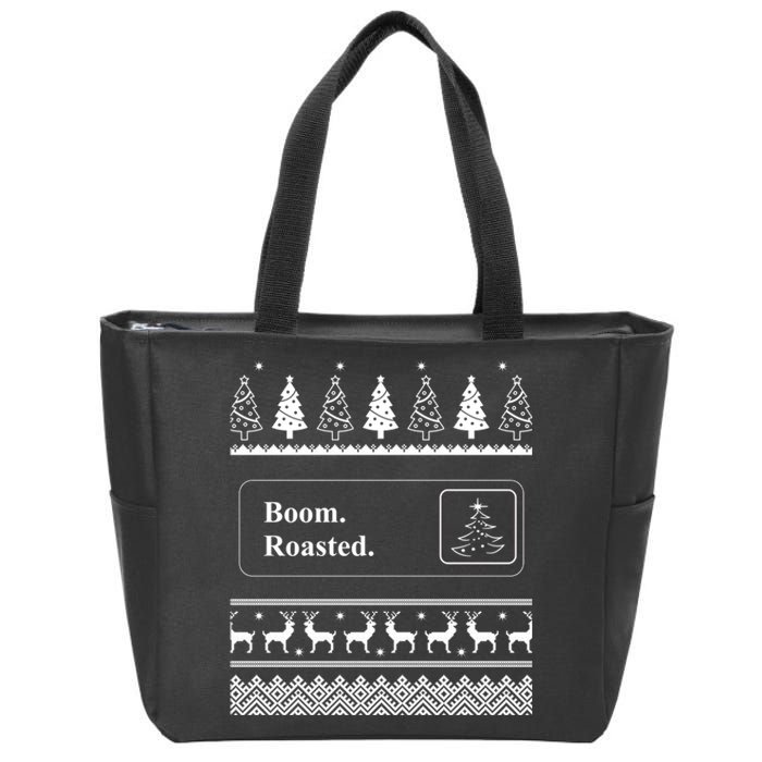 Boom Roasted Funny Office Party Ugly Christmas Gift Zip Tote Bag