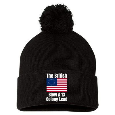 Betsy Ross Flag: The British Blew A 13 Colony Lead Pom Pom 12in Knit Beanie