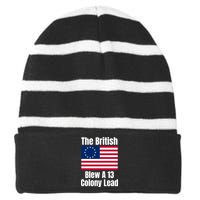 Betsy Ross Flag: The British Blew A 13 Colony Lead Striped Beanie with Solid Band