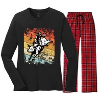 Bull Riding For Vintage Cow Rodeo Women's Long Sleeve Flannel Pajama Set 