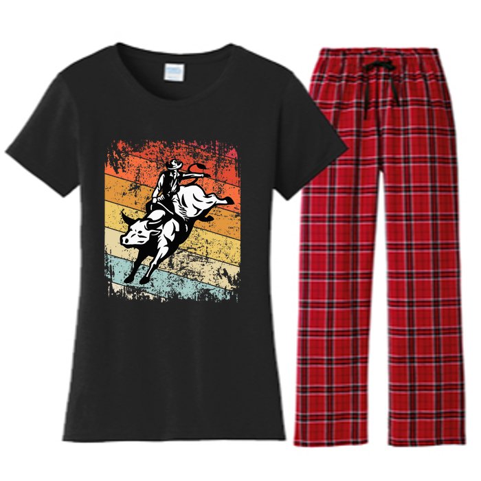 Bull Riding For Vintage Cow Rodeo Women's Flannel Pajama Set